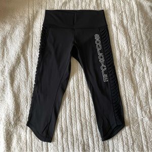 LULULEMON SoulCycle Sunshine Salutation Crop Mesh Leggings Black Cropped Active
